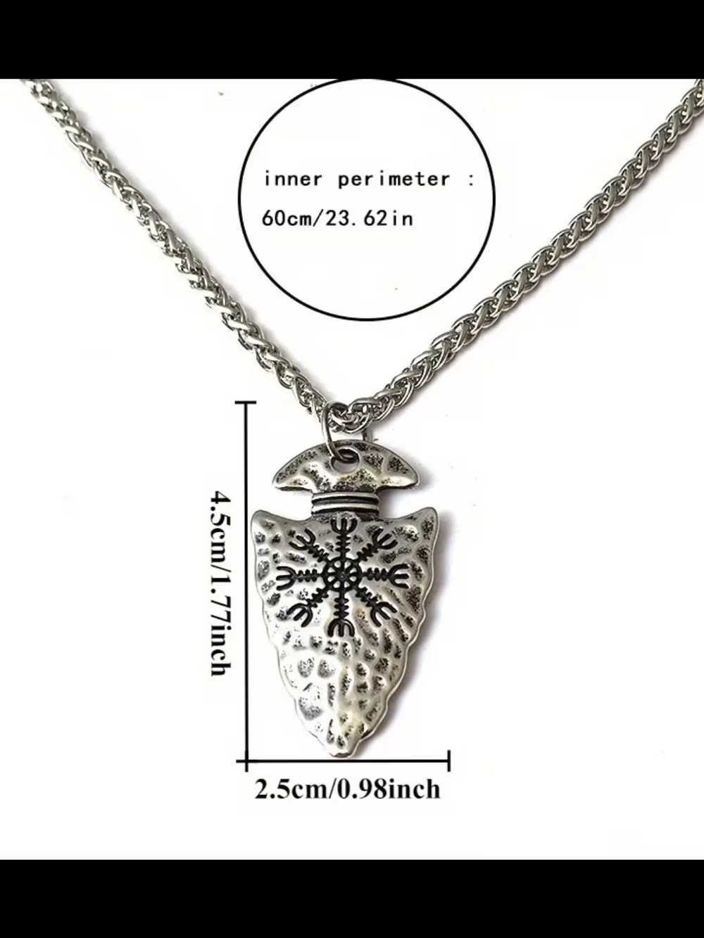Antique-Look Celtic Arrowhead Pendant Necklace in Aged Silver